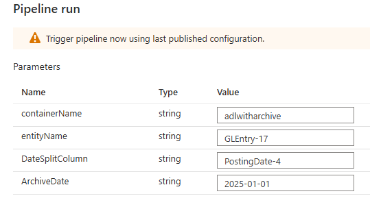 Archive pipeline configuration
